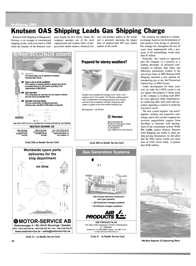 Maritime Reporter Magazine, page 34,  May 2003