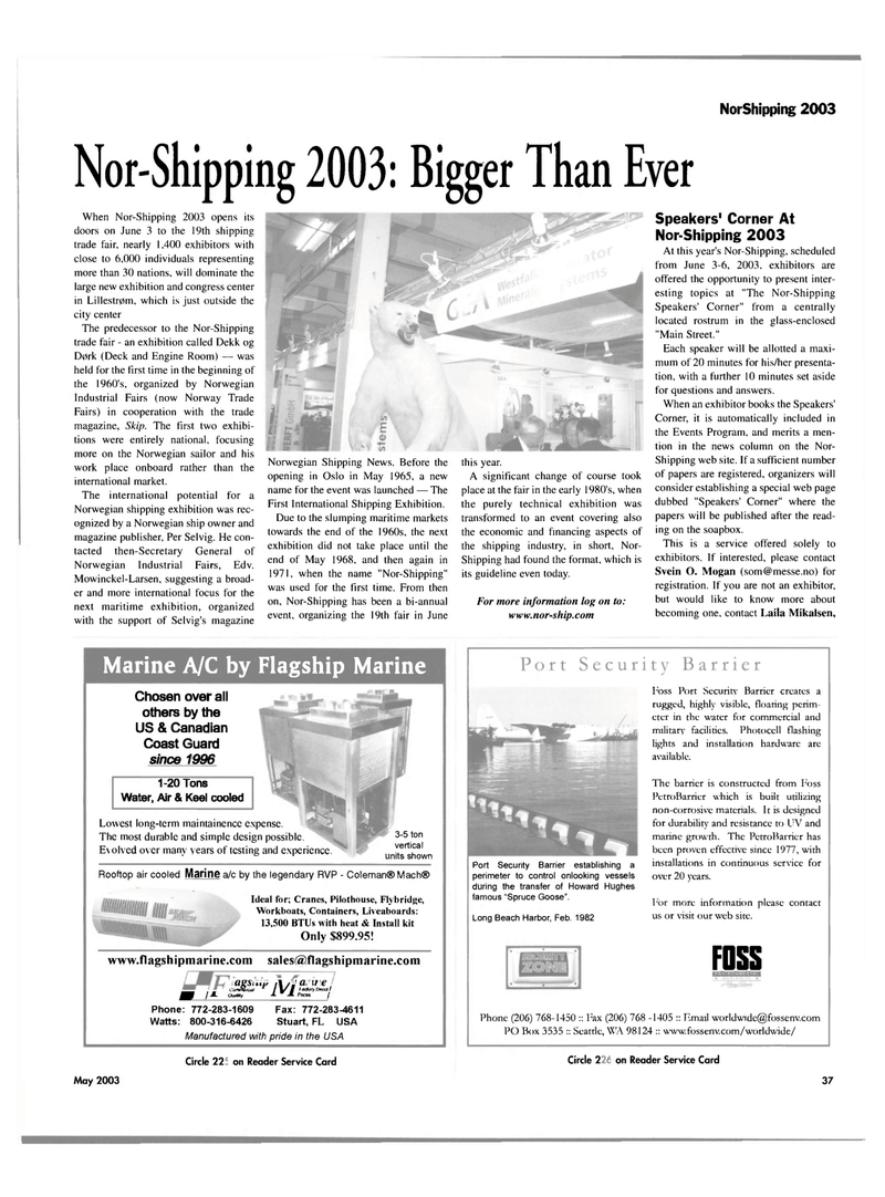 Maritime Reporter Magazine, page 37,  May 2003