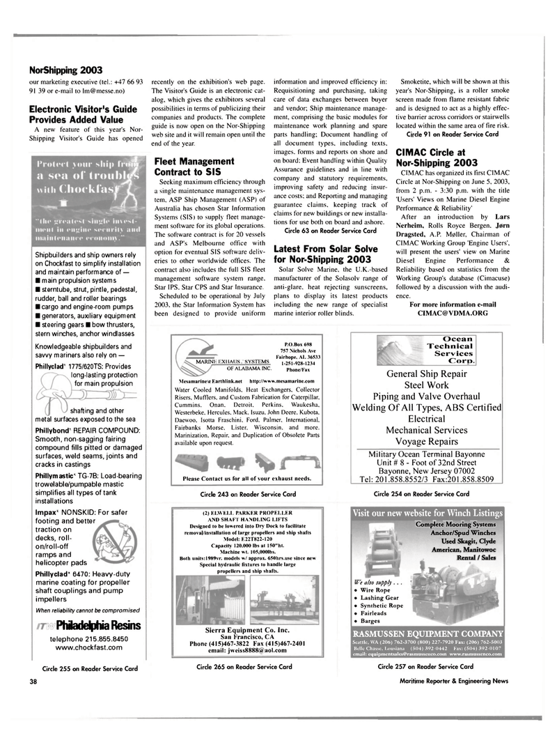 Maritime Reporter Magazine, page 38,  May 2003
