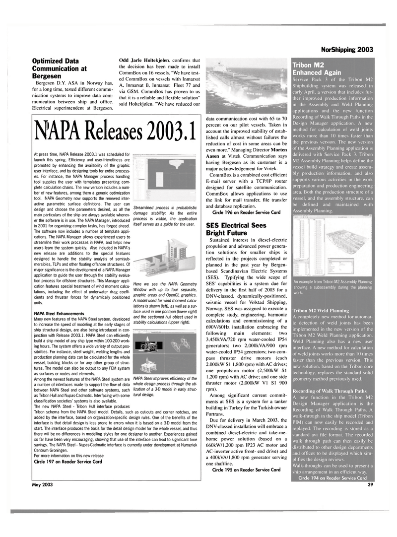 Maritime Reporter Magazine, page 39,  May 2003
