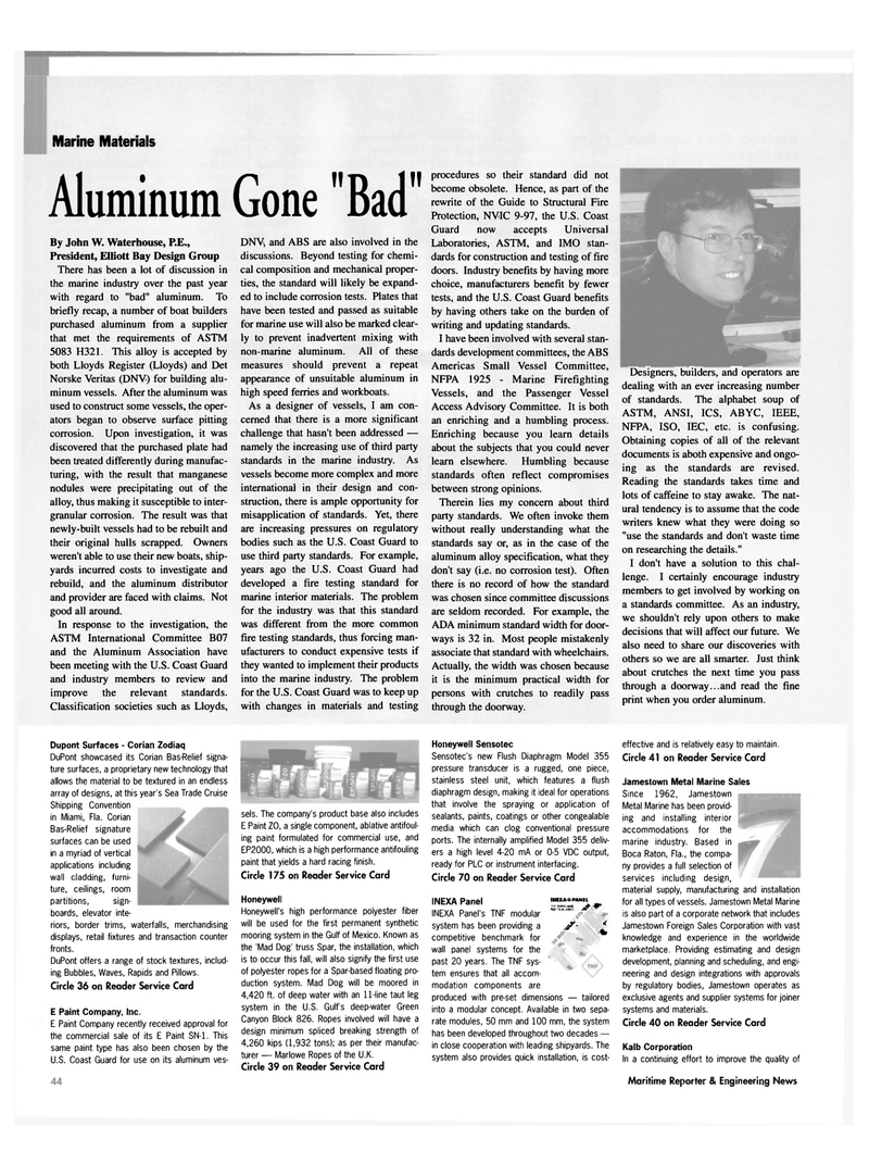 Maritime Reporter Magazine, page 42,  May 2003