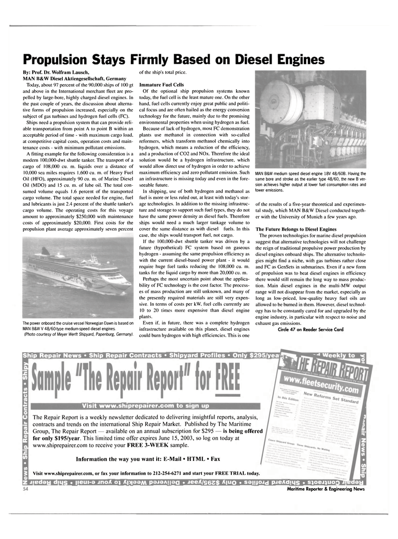 Maritime Reporter Magazine, page 54,  May 2003