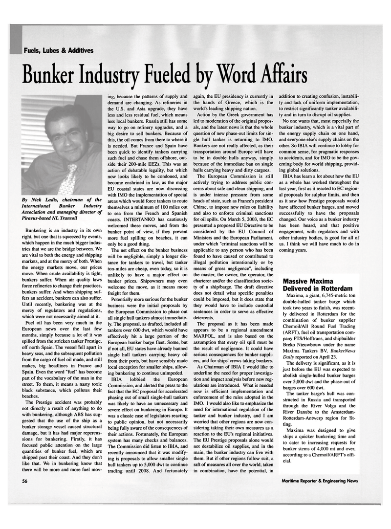 Maritime Reporter Magazine, page 56,  May 2003