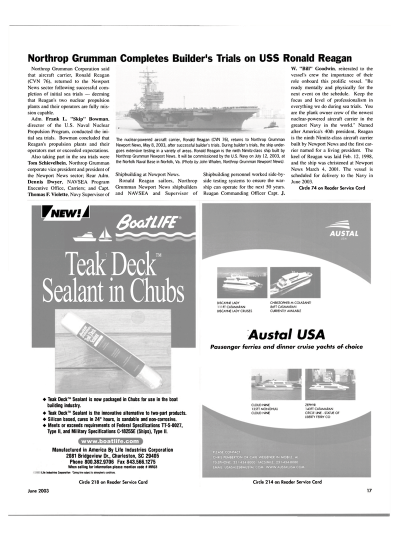 Maritime Reporter Magazine, page 17,  Jun 2003