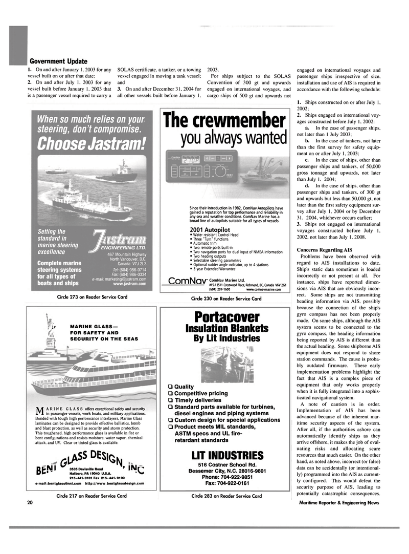 Maritime Reporter Magazine, page 20,  Jun 2003