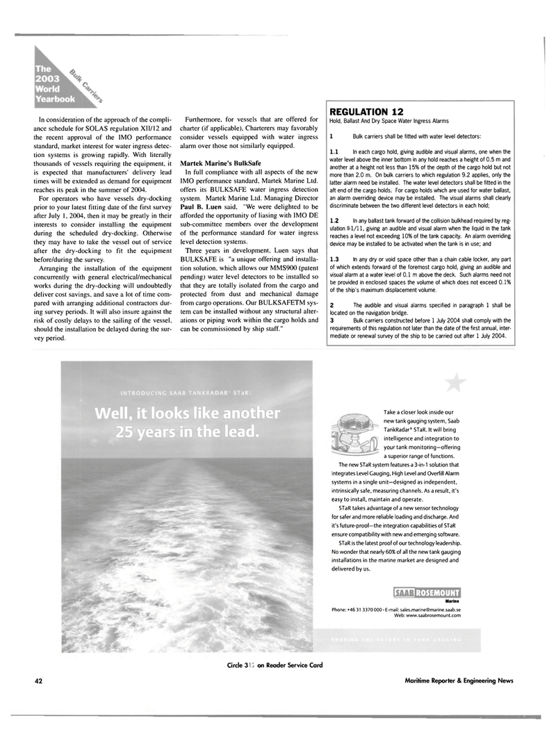 Maritime Reporter Magazine, page 42,  Jun 2003