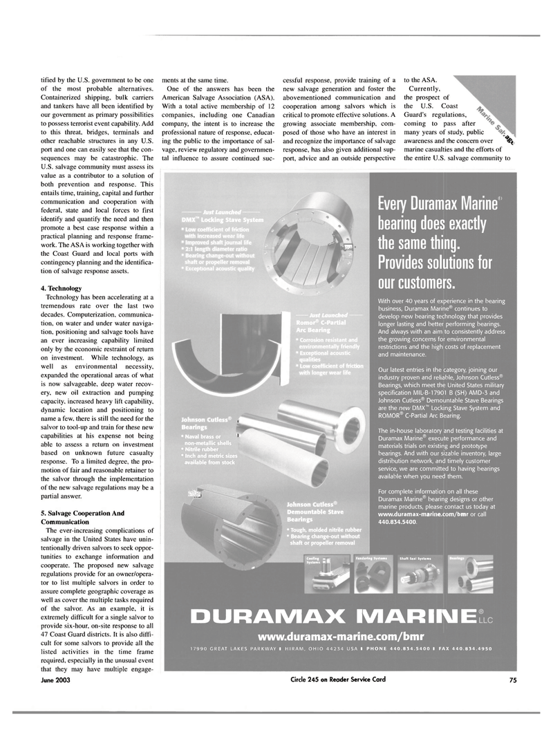 Maritime Reporter Magazine, page 75,  Jun 2003