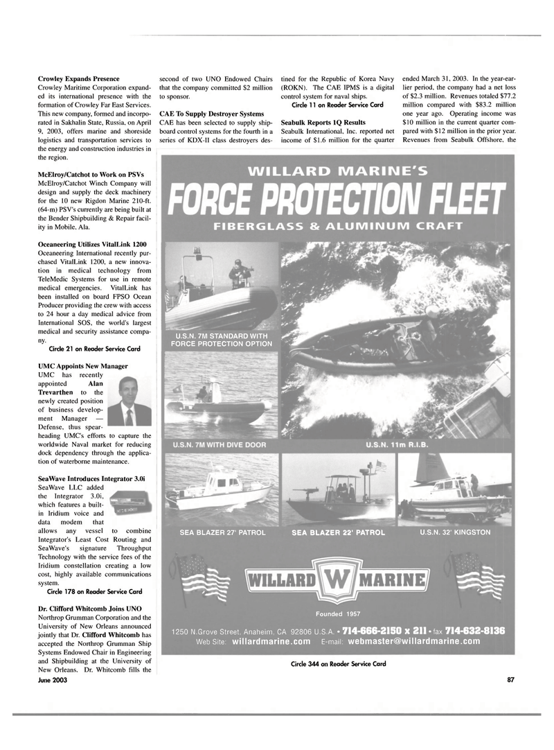 Maritime Reporter Magazine, page 87,  Jun 2003
