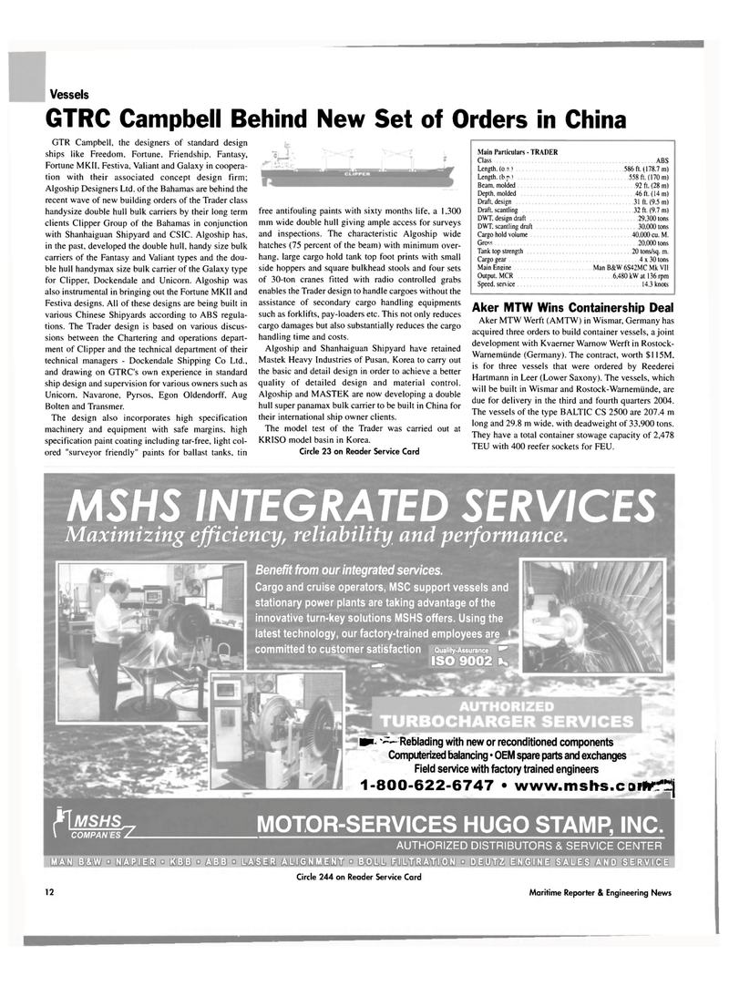 Maritime Reporter Magazine, page 12,  Jul 2003