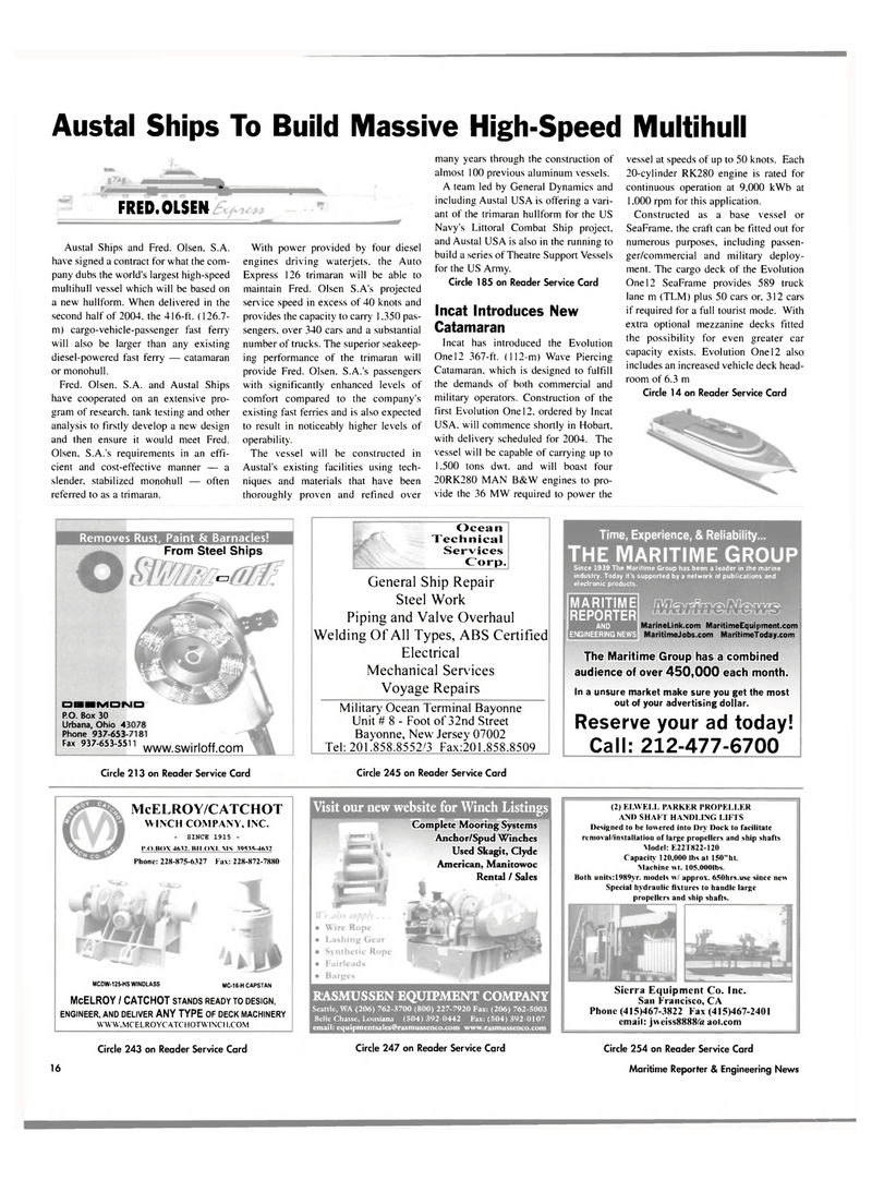 Maritime Reporter Magazine, page 16,  Jul 2003