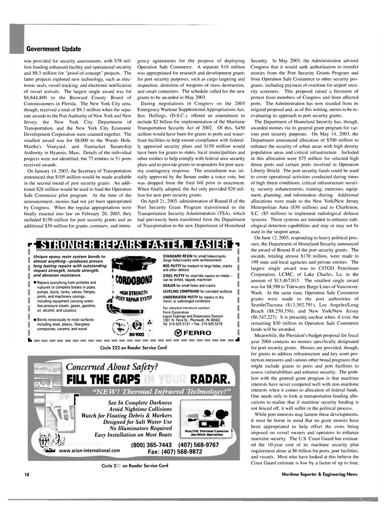 Maritime Reporter Magazine, page 18,  Jul 2003