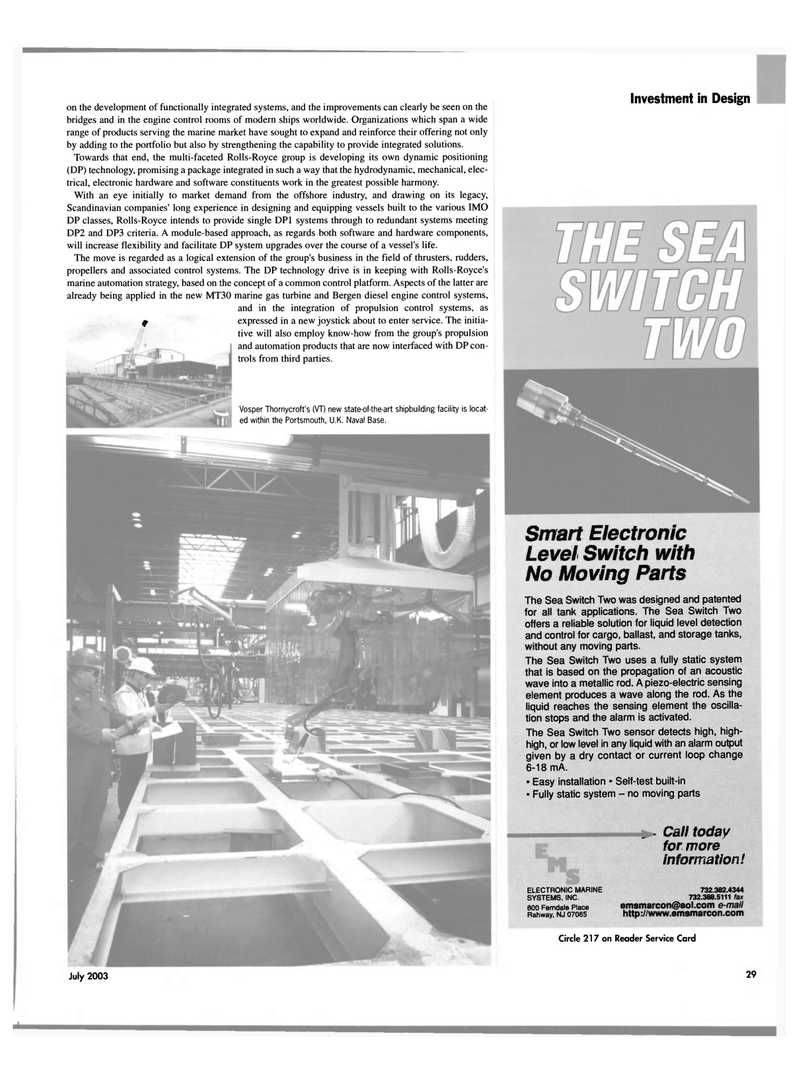 Maritime Reporter Magazine, page 27,  Jul 2003