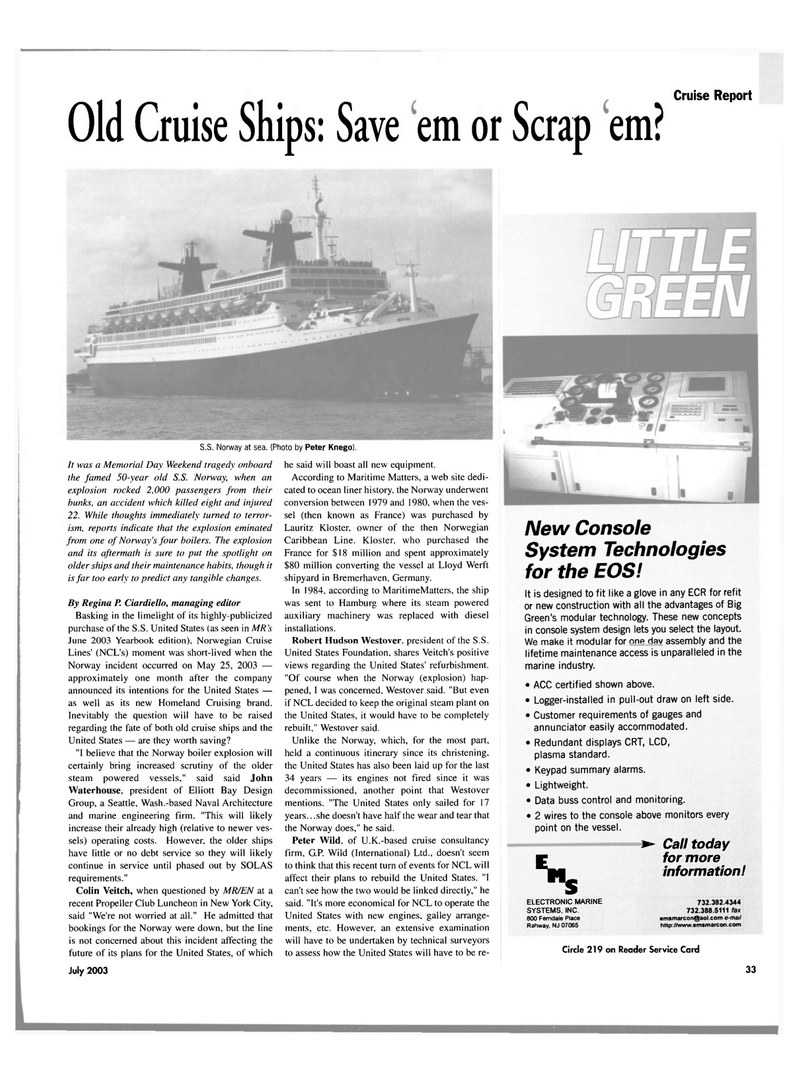 Maritime Reporter Magazine, page 31,  Jul 2003