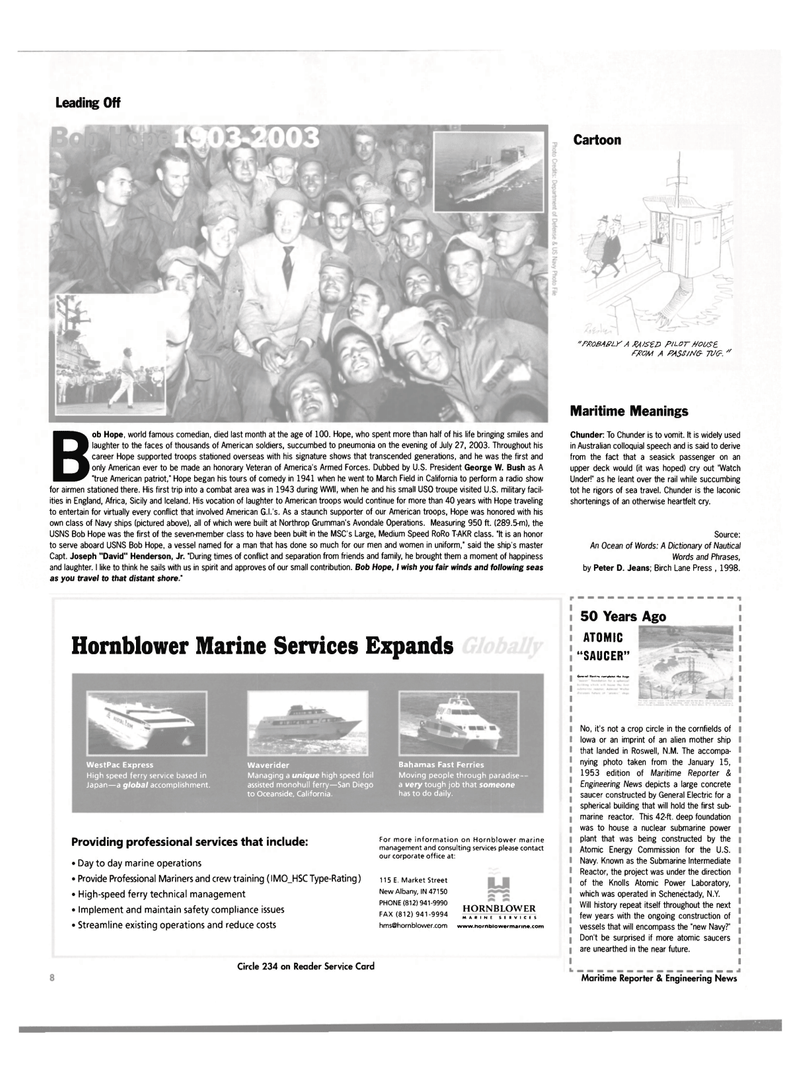 Maritime Reporter Magazine, page 8,  Aug 2003