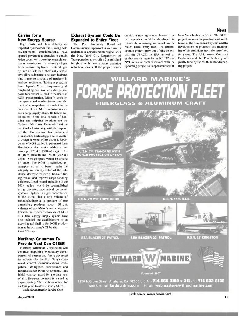 Maritime Reporter Magazine, page 11,  Aug 2003