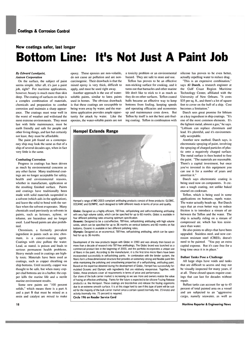 Maritime Reporter Magazine, page 18,  Aug 2003