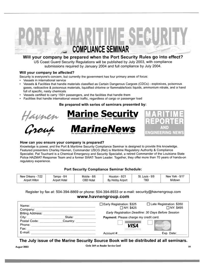 Maritime Reporter Magazine, page 19,  Aug 2003
