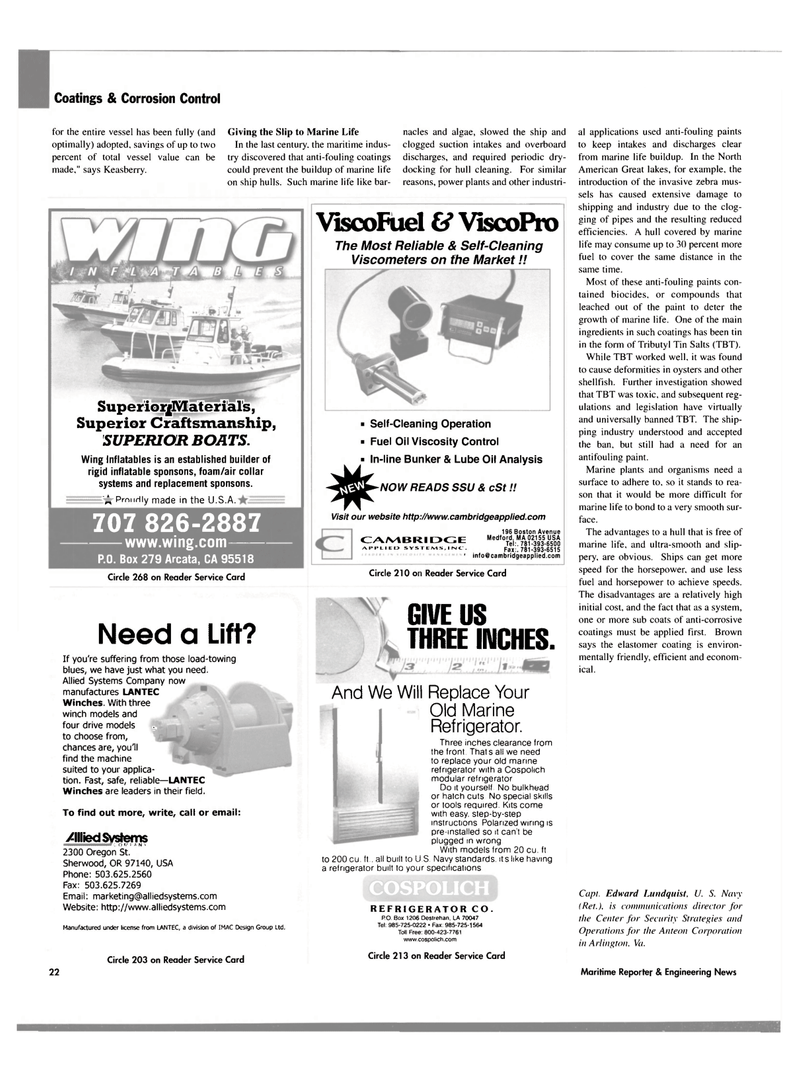 Maritime Reporter Magazine, page 22,  Aug 2003