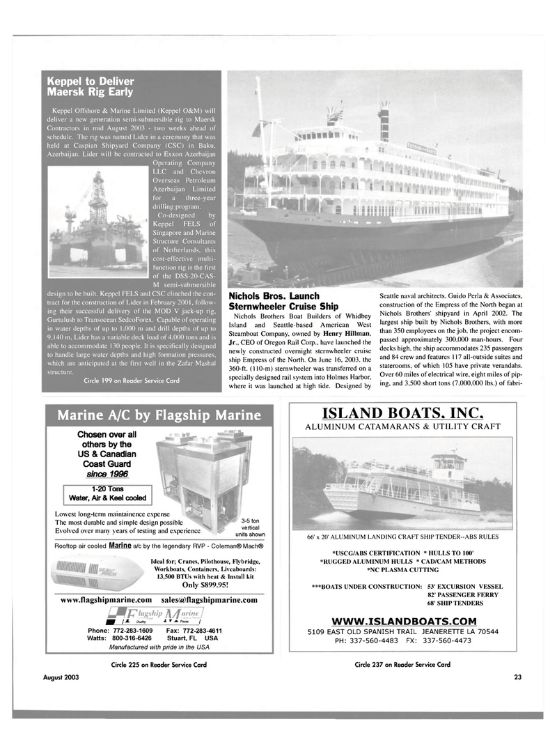 Maritime Reporter Magazine, page 23,  Aug 2003