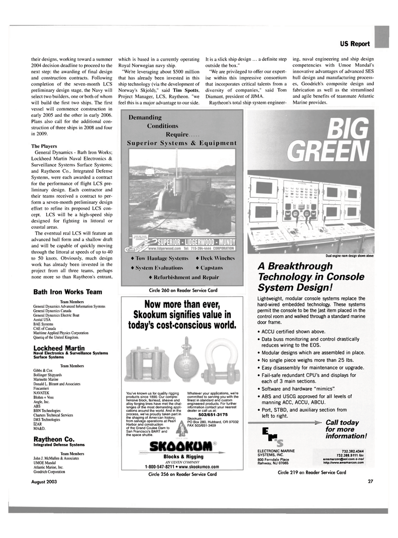 Maritime Reporter Magazine, page 27,  Aug 2003