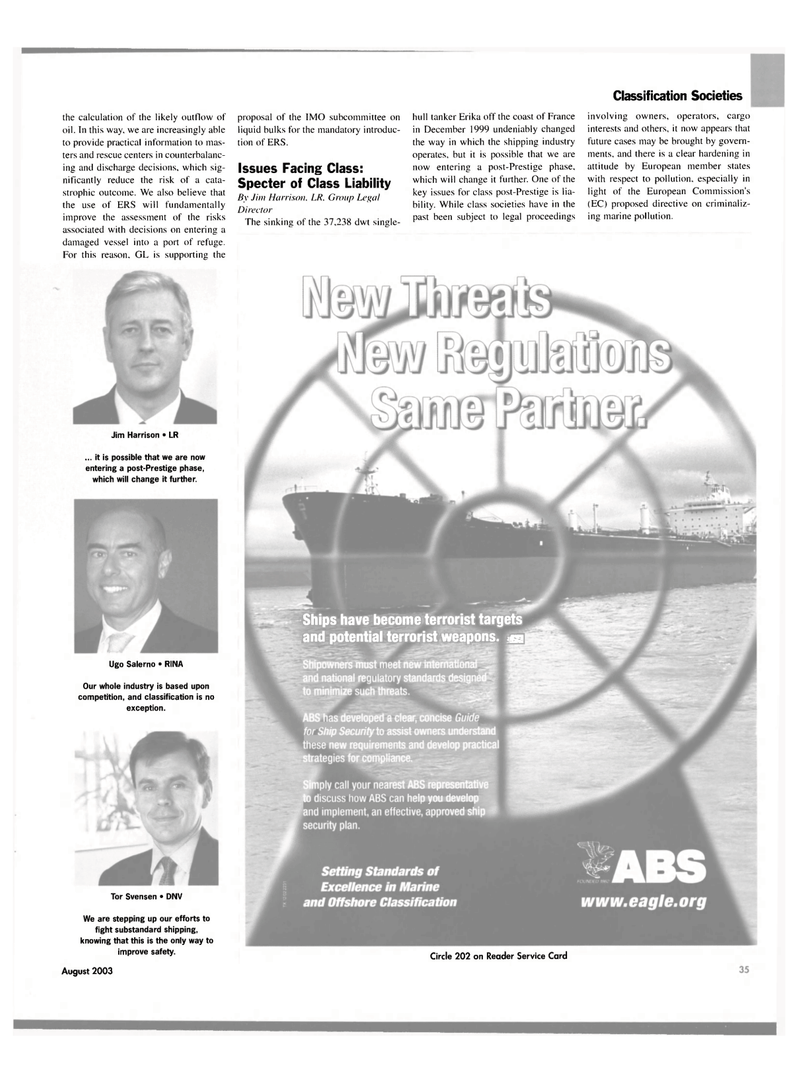 Maritime Reporter Magazine, page 35,  Aug 2003