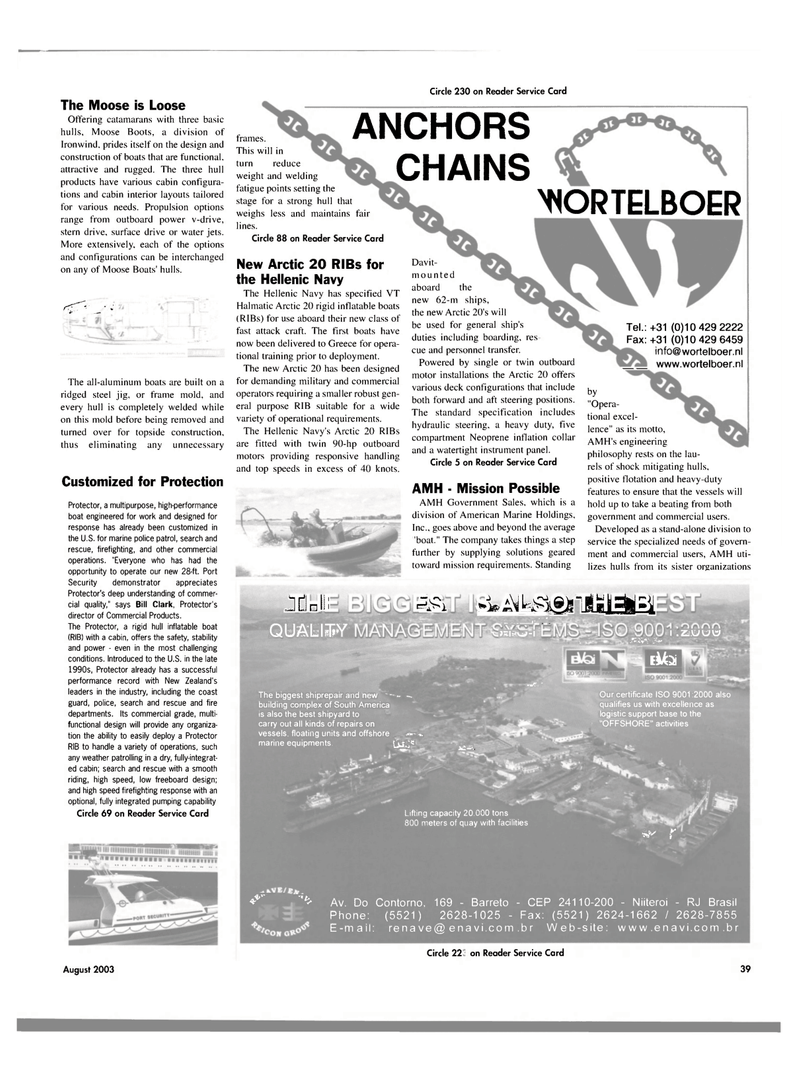 Maritime Reporter Magazine, page 39,  Aug 2003