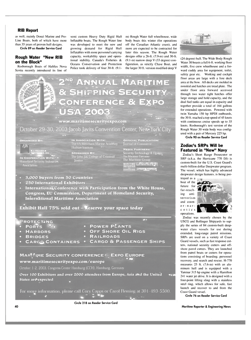 Maritime Reporter Magazine, page 40,  Aug 2003