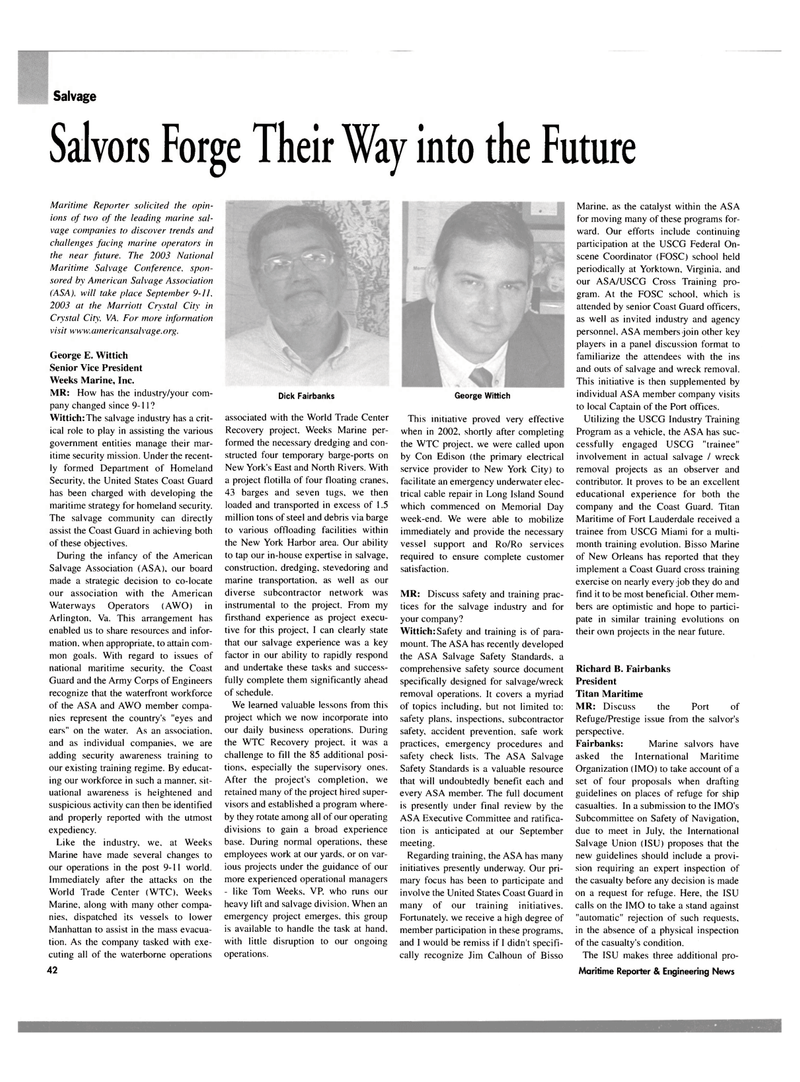 Maritime Reporter Magazine, page 42,  Aug 2003