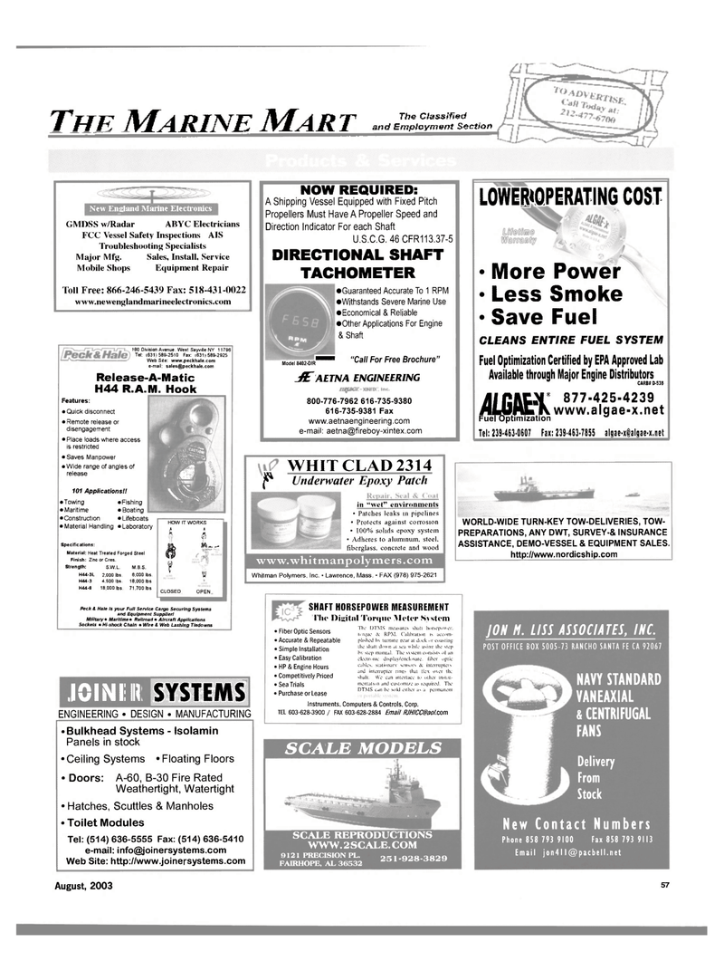 Maritime Reporter Magazine, page 57,  Aug 2003