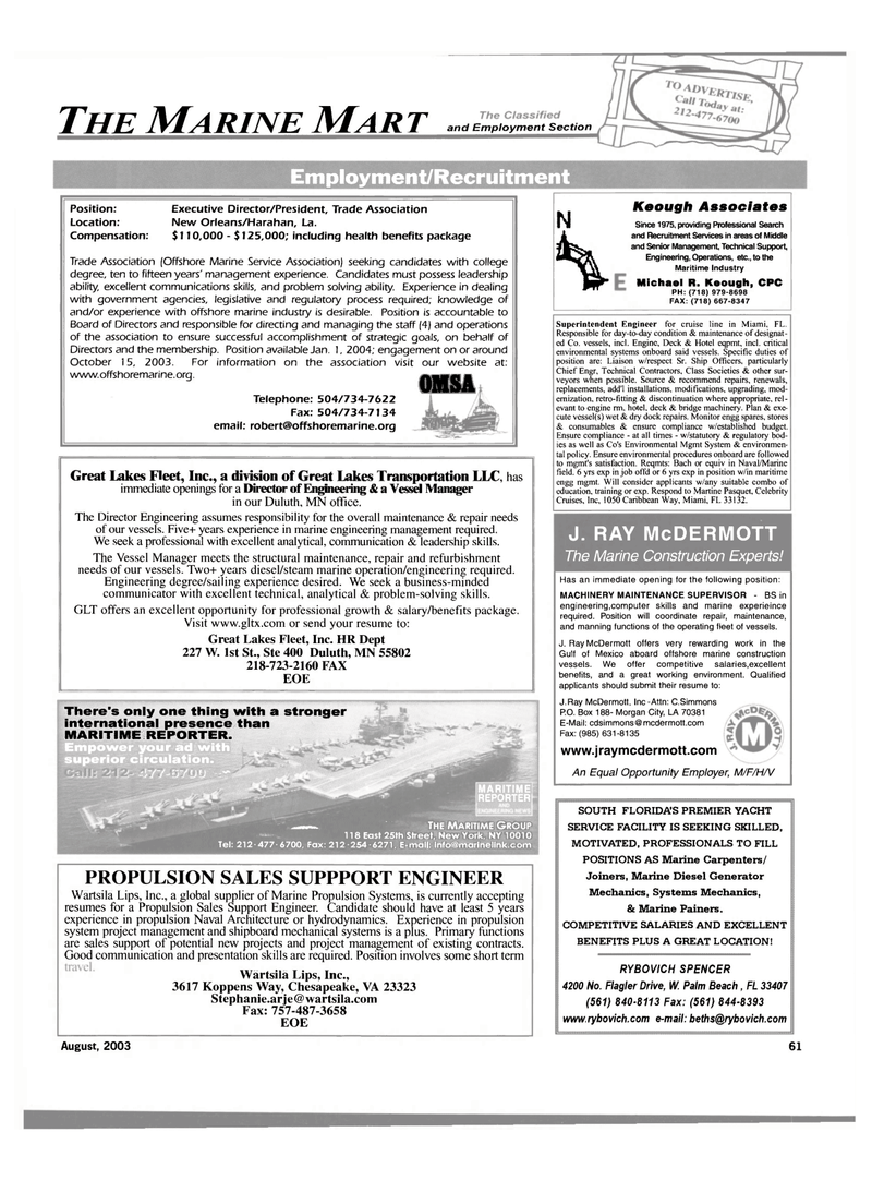 Maritime Reporter Magazine, page 61,  Aug 2003