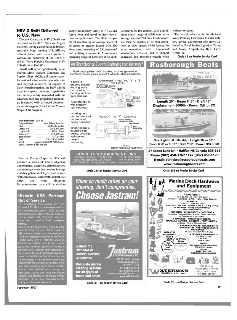 Maritime Reporter Magazine, page 17,  Sep 2003