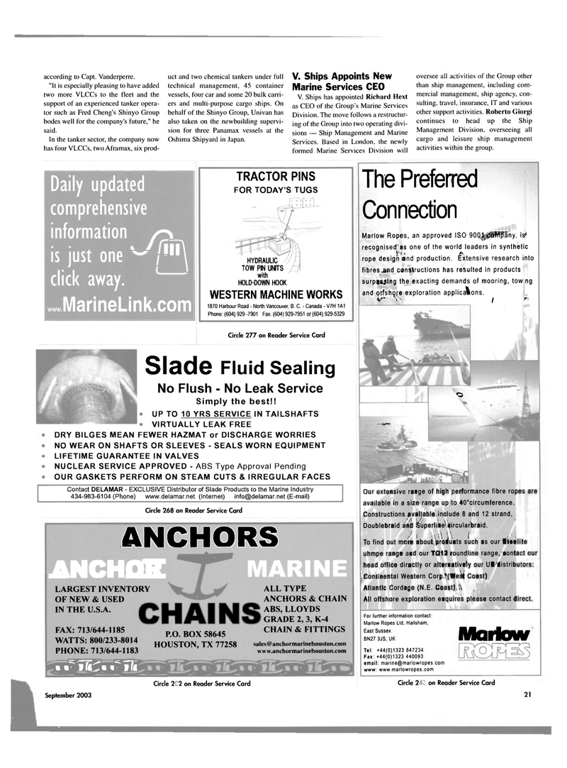 Maritime Reporter Magazine, page 21,  Sep 2003