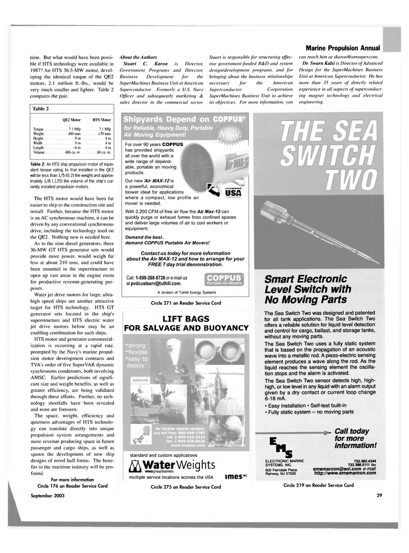 Maritime Reporter Magazine, page 29,  Sep 2003