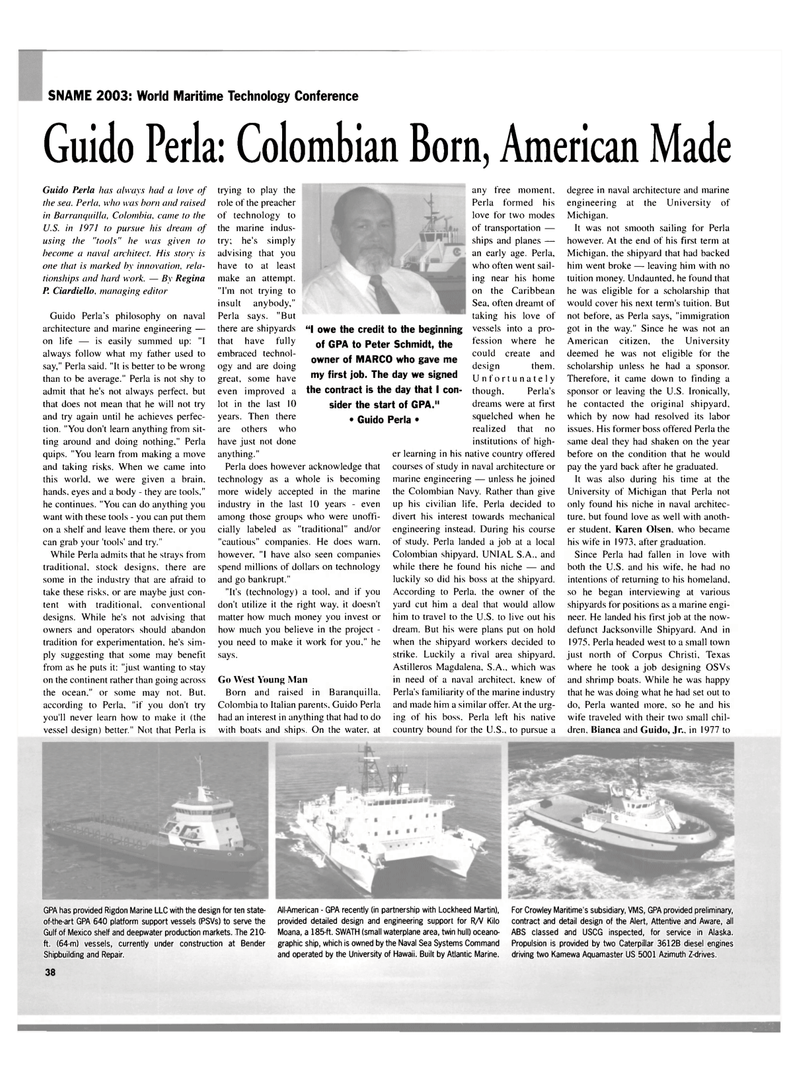 Maritime Reporter Magazine, page 38,  Sep 2003