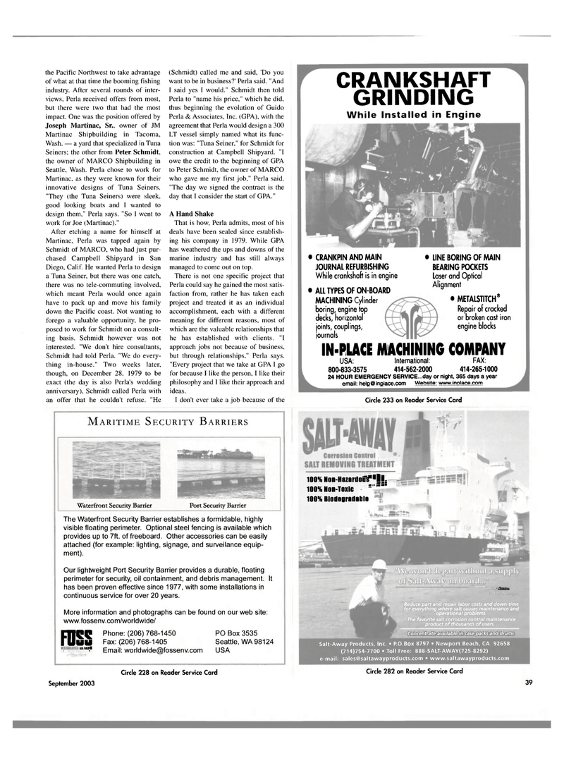 Maritime Reporter Magazine, page 39,  Sep 2003