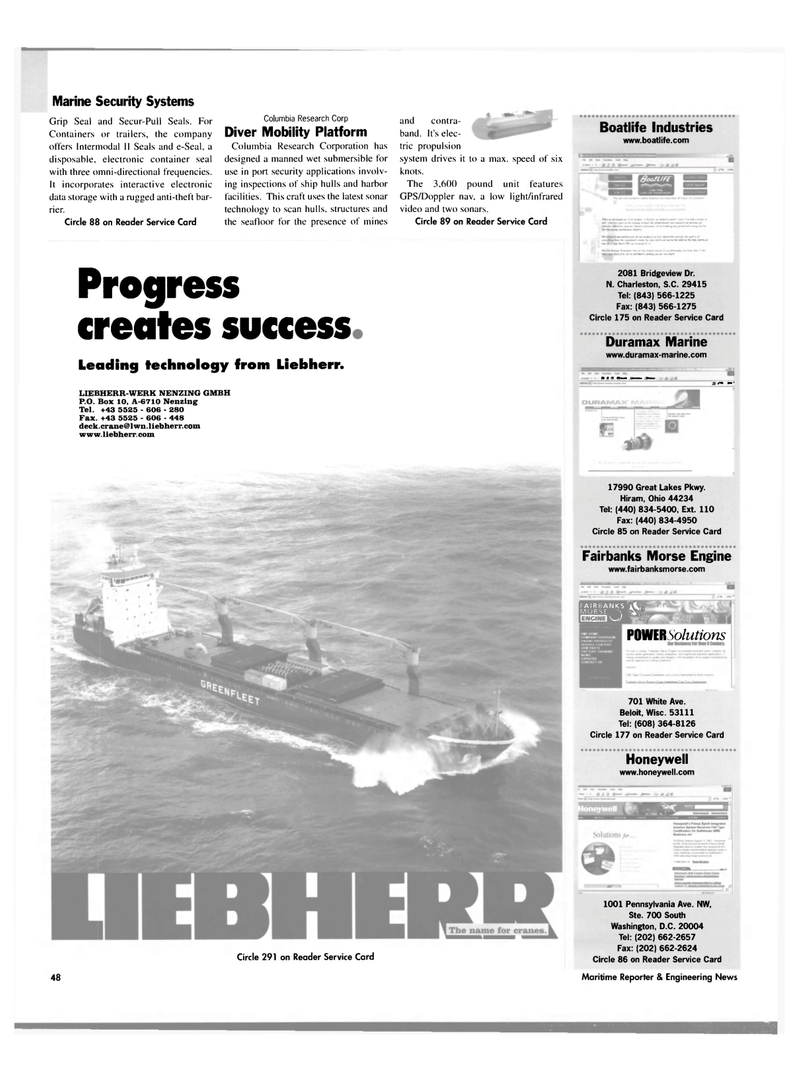 Maritime Reporter Magazine, page 48,  Sep 2003