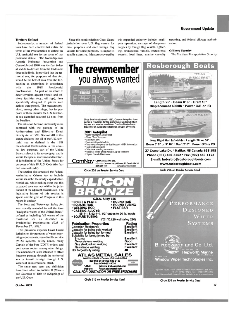 Maritime Reporter Magazine, page 19,  Oct 2003