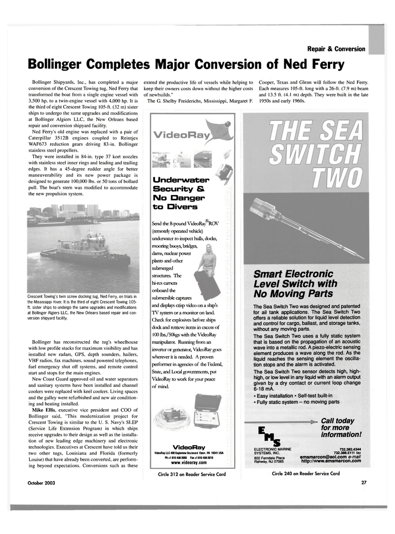 Maritime Reporter Magazine, page 29,  Oct 2003