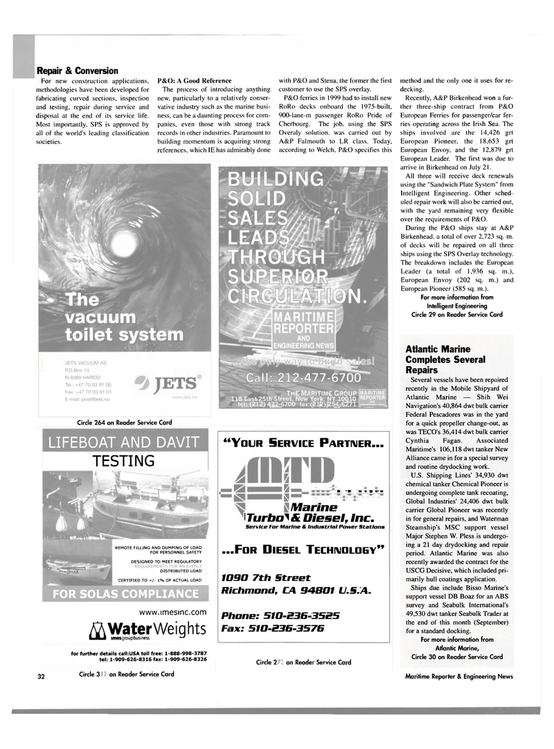Maritime Reporter Magazine, page 34,  Oct 2003