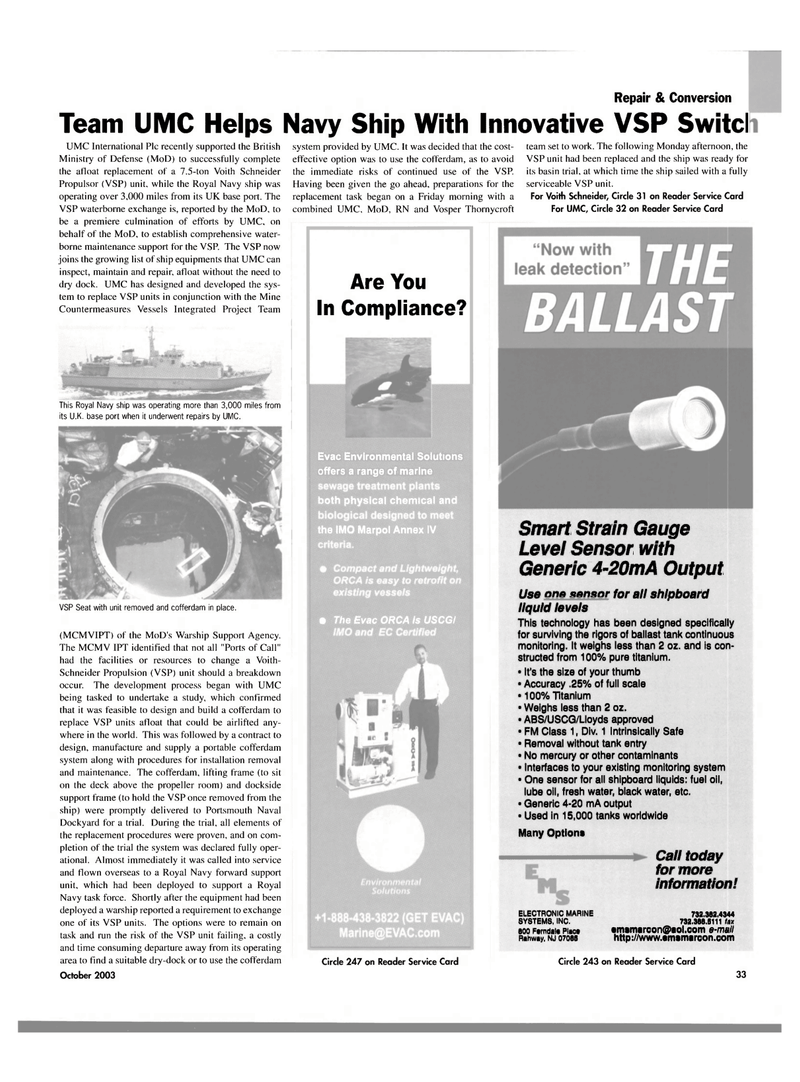 Maritime Reporter Magazine, page 35,  Oct 2003