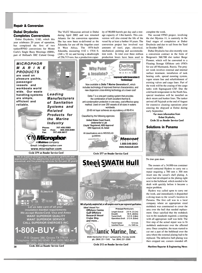 Maritime Reporter Magazine, page 40,  Oct 2003