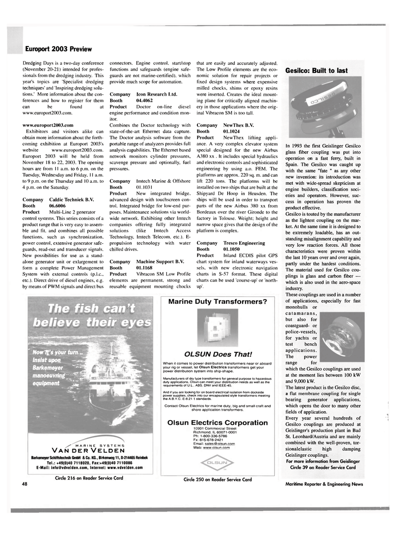 Maritime Reporter Magazine, page 50,  Oct 2003