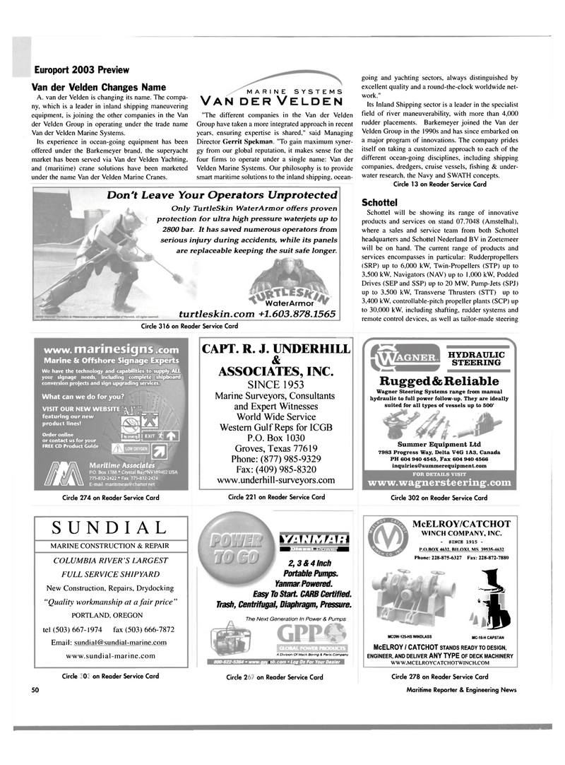 Maritime Reporter Magazine, page 52,  Oct 2003