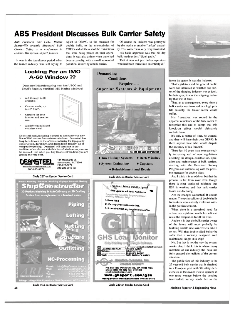 Maritime Reporter Magazine, page 60,  Oct 2003