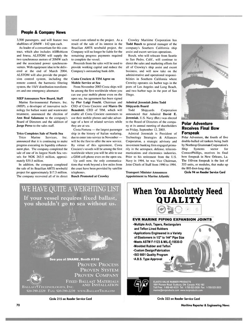 Maritime Reporter Magazine, page 72,  Oct 2003