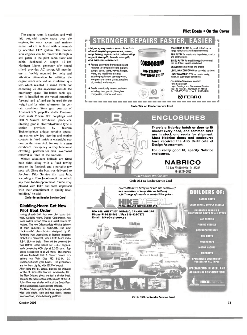 Maritime Reporter Magazine, page 75,  Oct 2003