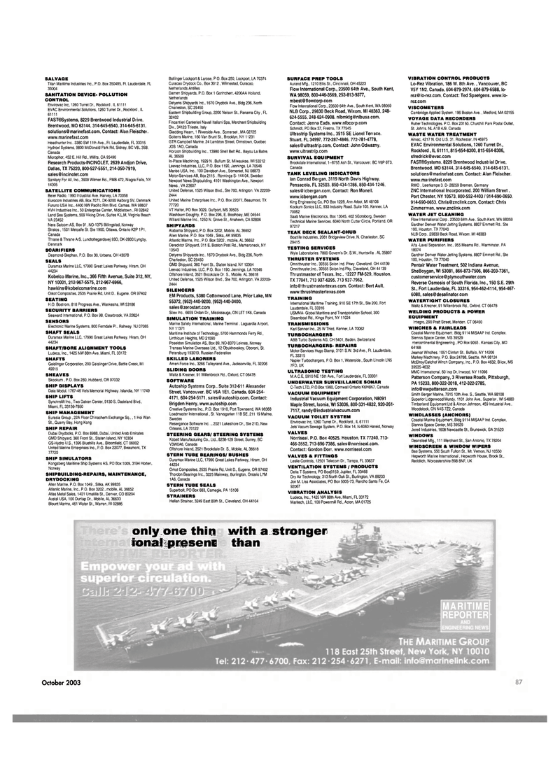 Maritime Reporter Magazine, page 89,  Oct 2003