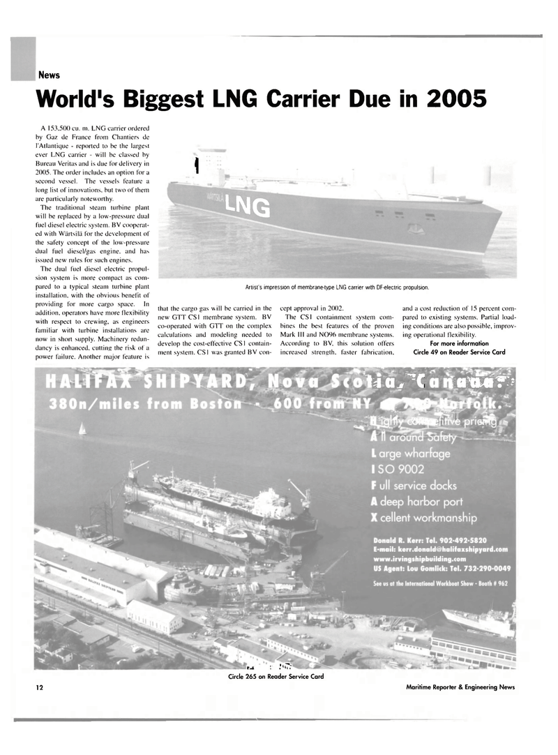 Maritime Reporter Magazine, page 12,  Nov 2003