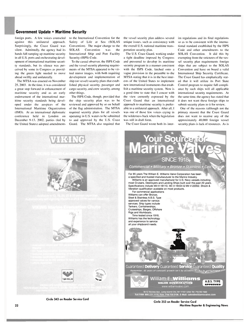 Maritime Reporter Magazine, page 22,  Nov 2003