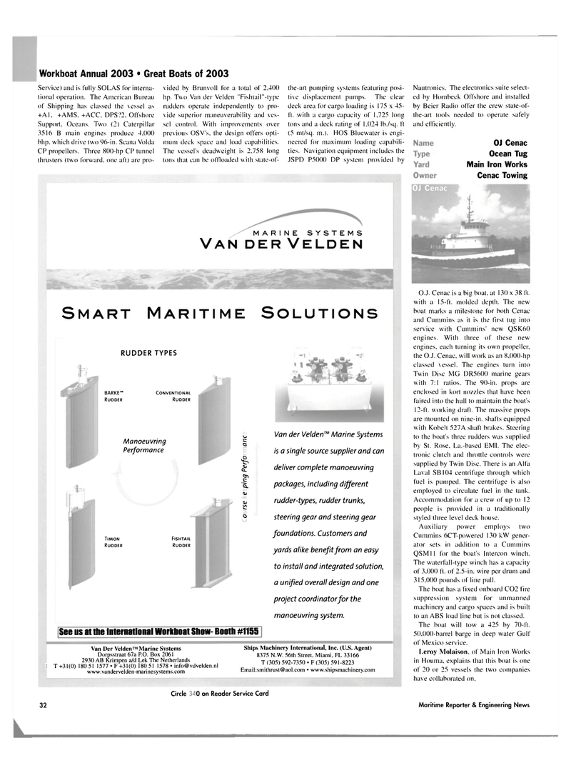 Maritime Reporter Magazine, page 32,  Nov 2003